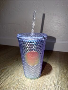 Holographic Studded Reusable Tumbler with Straw - Lavender Iridescent